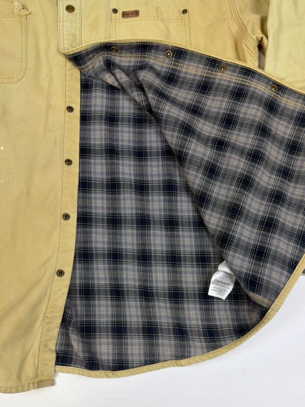 Carhartt Men XL Tall Sandstone Canvas Plaid Lined Shirt Jacket Tan S96SRW - Picture 8 of 11